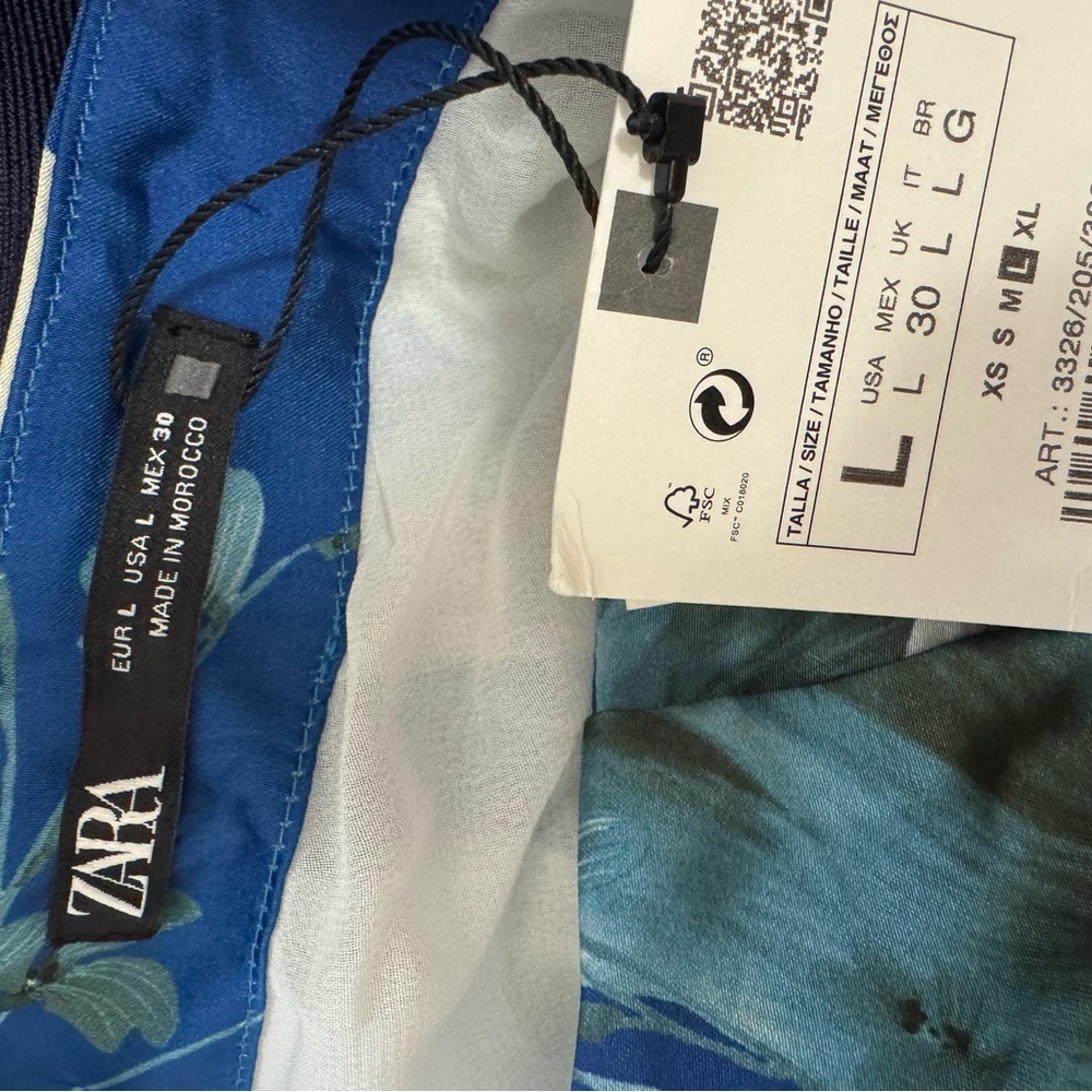Zara Blue One Shoulder Floral Jumpsuit NWT Size L - Picture 6 of 7
